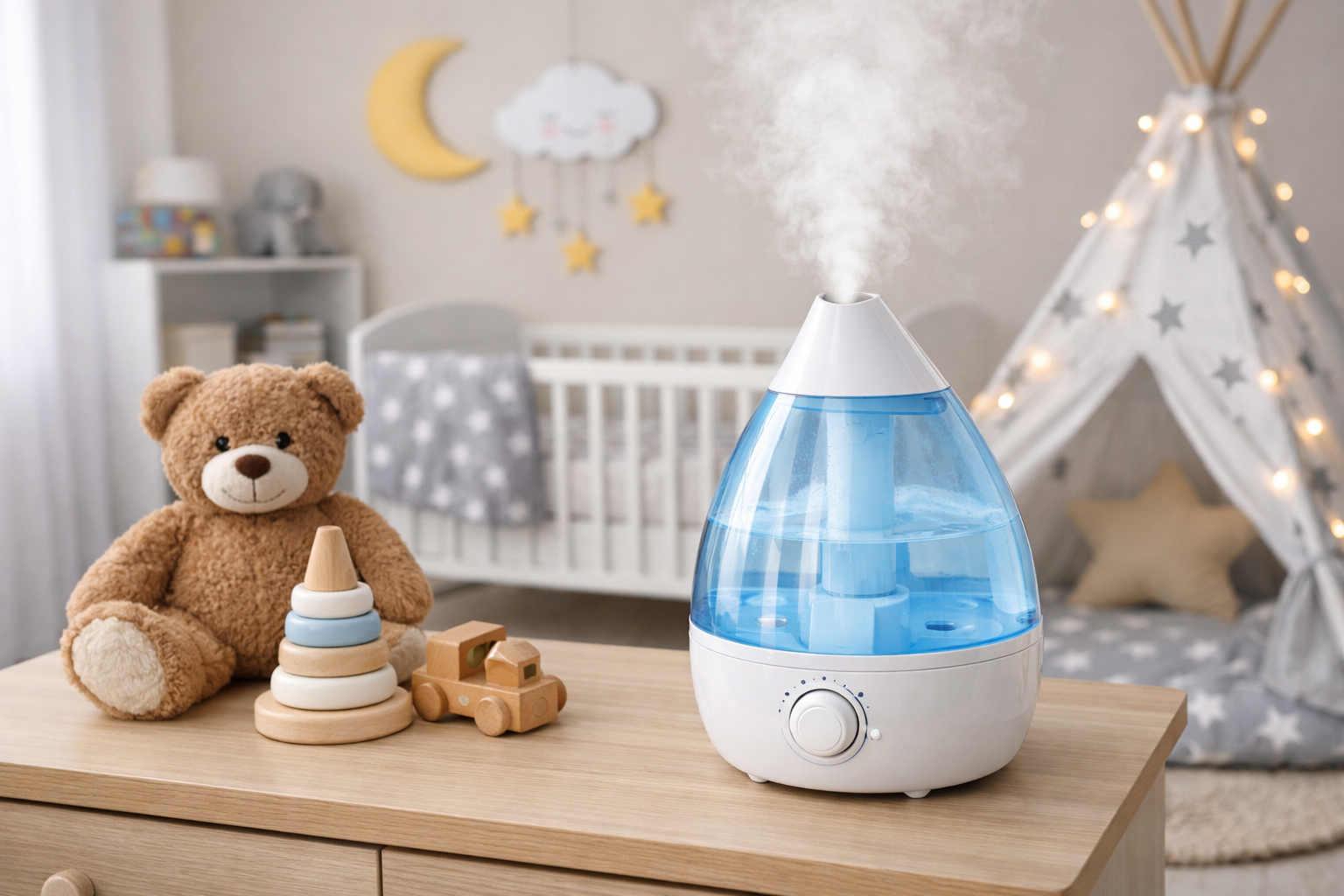 Современный ультразвуковой увлажнитель воздуха в детской комнате